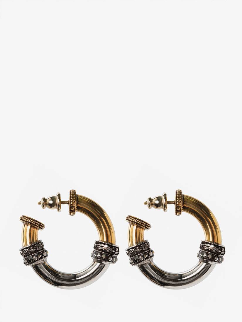 Pendientes Alexander McQueen Small Hoop Mujer - Plateados - Mexico 248-HPDBGF